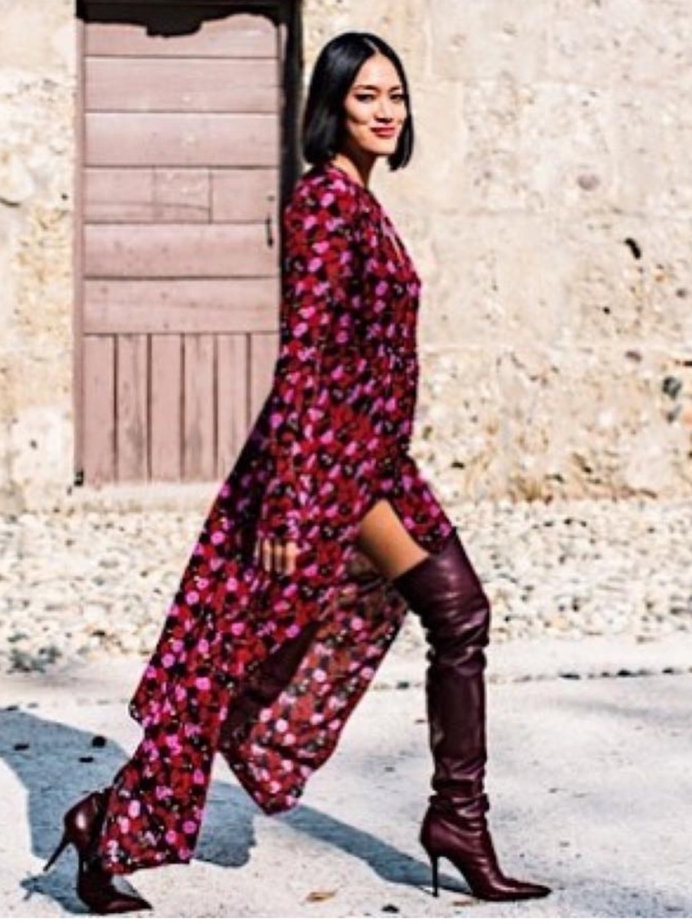 Magda Butrym Floral 100% Silk Draped Asymmetric Midi Dress US 4 Never Worn